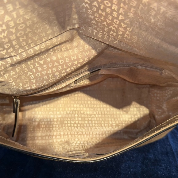 ♠️Kate Spade Houston Street Maria Brown Ivory Foldover Ostrich Shoulder Bag - Picture 14 of 16